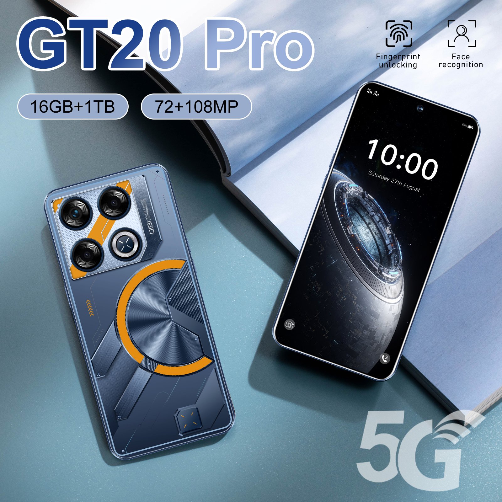 New Arrival Smartphone GT20 6.8 Inch Full Screen 16+1T Android Mobile Phones Face ID Unlocked Cell Phone
